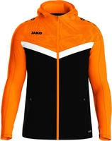 Jako 6824-807-K, Jako Kapuzenjacke Iconic Kinder - schwarz/neonorange - 164
