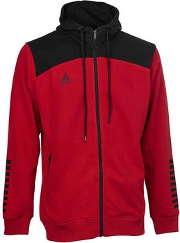 SELECT Oxford Kapuzen-Sweatjacke rot schwarz
