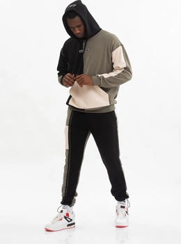 Tom Barron Colorblock Sporty Hoodie Set Label-Applikationen grün