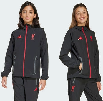 Adidas Liverpool FC Tiro 25 Competition Vis Tech Travel Jacke für Kinder black/Strawberry Red (JZ5558)