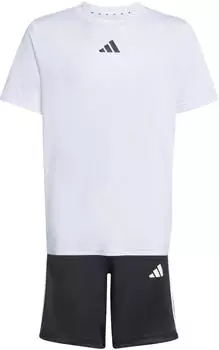 Adidas Trainingsanzug J TR-ES 3S SET 2-tlg weiß schwarz