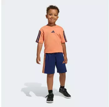 Adidas JG TR-ES 3S SET Trainingsanzug Slim Fit (KC6148) dusky orange/dunkelblau