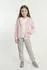 Adidas Essentials 3 Stripes Fleece Trainingsanzug (KE0990) graumeliert/rosa/weiß