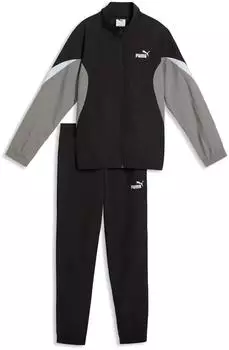 Puma ESS Block Woven Suit B Trainingsanzug 2-teilig mit Rei&szlig;verschluss, windabweisend (695220) grau/schwarz/wei&szlig;
