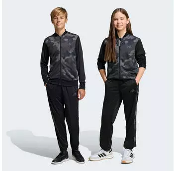 Adidas Seasonal Essential Camouflage Tricot 3-Stripes All Over Printed Kids Trainingsanzug (2-tlg) grau/schwarz