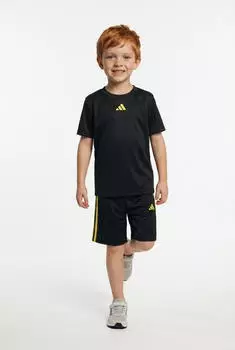 Adidas Train Essentials 3-Streifen Kids Trainingsanzug Set (81157645) schwarz/gr&uuml;n
