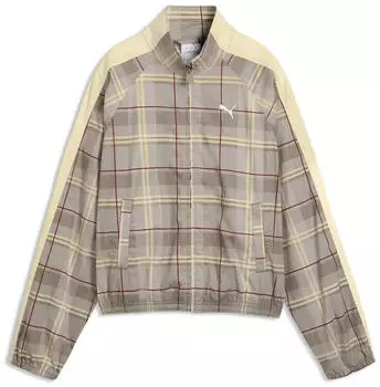 Puma T7 Relaxed Tartan-Jacke Damen (636628-81) mouse gray beige