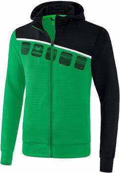 Erima 5-C Trainingsjacke mit Kapuze Kinder (1031906) smaragd/schwarz/weiß
