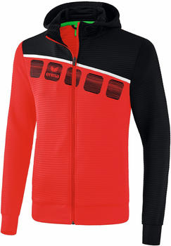 Erima 5-C Trainingsjacke mit Kapuze Kinder (1031906) rot/schwarz/weiß