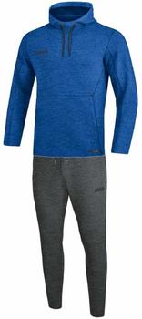 JAKO Damen-Tracksuit Premium Basics mit Kapuzensweat royal meliert
