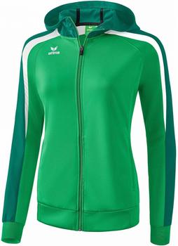 Erima Damen Liga 2.0 Trainingsjacke mit Kapuze smaragd/evergreen/weiß