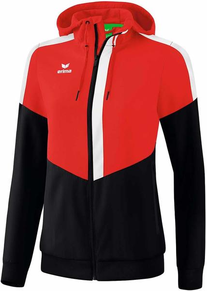 Erima Damen Squad Tracktop-Jacke mit Kapuze rot/schwarz/weiß