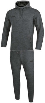 JAKO Damen-Tracksuit Premium Basics mit Kapuzensweat anthrazit meliert