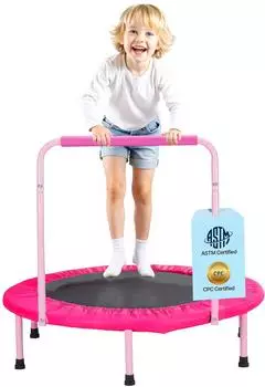 VEVOR Faltbares Mini-Trampolin mit Griff, 920mm, rosa