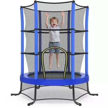 Songmics Kindertrampolin 174cm mit Sicherheitsnetz, blau