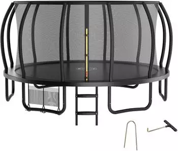 Zelsius Gartentrampolin schwarz &Oslash; 427cm mit Sicherheitsnetz und Leiter