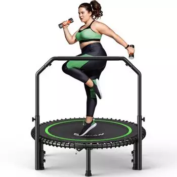 Fed Rebounder-Trampolin für Erwachsene, Ø102cm, 204kg, Bungee-Seile, verstellbarer Griff