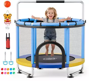 VEVOR Kindertrampolin 150cm, 60kg, mit Sicherheitsnetz und Turnstange