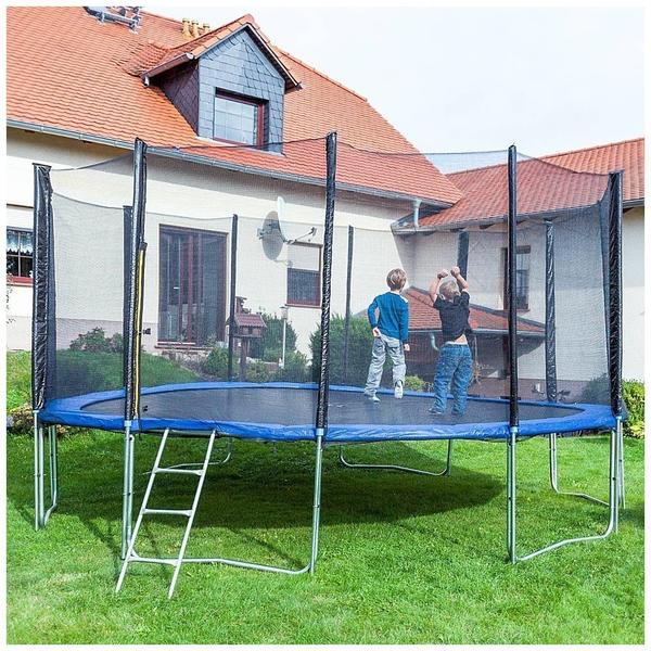 ms-point Gartentrampolin 490 cm inkl. Sicherheitsnetz, Leiter und Abdeckplane blau