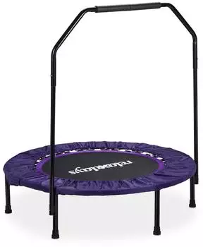 Relaxdays Trampolin faltbar mit Haltestange schwarz/lila