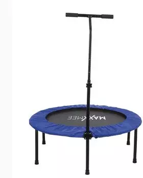 MAXXMEE Fitness Trampolin mit höhenverstellbarer Haltestange schwarz/blau
