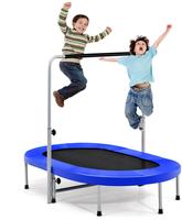 2 Personen Trampolin Mit Hoehenverstellbarm Haltegriff, Mini Trampolin Bis 150kg