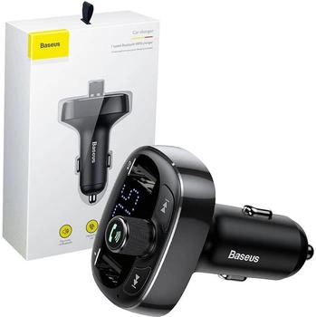 Baseus Transmitter FM T-typed S-09 Bluetooth (black) (CCMT000301)