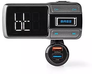 Nedis Bluetooth 5.0 UKW FM Transmitter Ladegerät Freisprecheinrichtung Bass (CATR101BK)