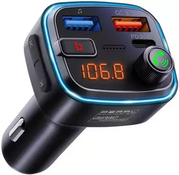 Auvisio Kfz-FM-Transmitter Bluetooth 12/24 V PD 45W Freisprecher (JX8088-944)