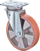 Lenkrolle D.200mm Trgf.600kg m.Platte Gu&szlig;-PUR BS ROLLEN