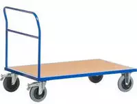 Schiebeb&uuml;gelwagen,Tragl. 500kg,Ladefl. LxB 1000x600mm,Holzplatte,RAL5010,2...
