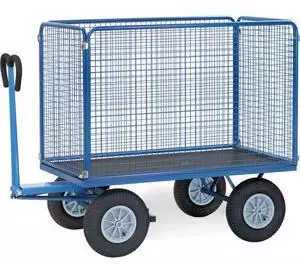 Fetra Handwagen 6445L mit 4 hohen Gitterw&auml;nden 1000kg 1600 x 900mm