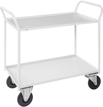 Kongamek Kongamek Etagenwagen voll verschweisst in weiß mit 2 Böden 940x540mm Ladefläche und 24mm Rand mit Bremse
