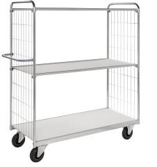 Kongamek Kongamek Bordwagen verzinkt mit 3 laminierten Böden 1200x600mm vergitterte Stirnwände mit Bremse