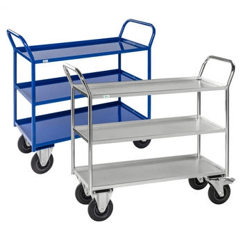 Kongamek Kongamek Etagenwagen voll verschweisst in weiß mit 3 Böden 940x540mm Ladefläche und 24mm Rand ohne Bremse