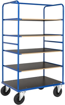 Kongamek Kongamek Multi-Etagenwagen in blau 1200x800x1800mm mit 5 Etagen Gummibereifung und Bremse
