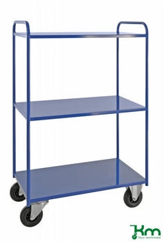 Kongamek Kongamek Etagenwagen voll verschweisst 1490mm hoch mit 3 Böden in blau 24mm Rand mit Bremse