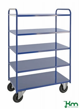 Kongamek Kongamek Etagenwagen voll verschweisst 1470mm hoch mit 5 Böden in blau ohne Bremse