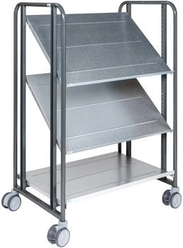 Kongamek Kongamek Kommissionierwagen Serie 168 in dunkelgrau 877x638x1300mm mit 3 einstellbaren Böden und Bremse