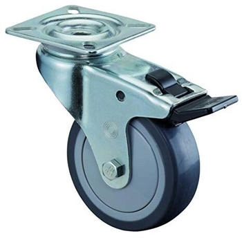 BS Rollen Lenkrolle mit Totalfeststeller, Gummi grau, Kugellager, Raddurchmesser 50 mm (A320.A85.050)