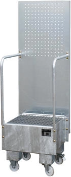 EUROKRAFT Auffangwanne 60l L570xB590xH1775mm Stahlbl.m.Giiterrost silber BAUER (538197)