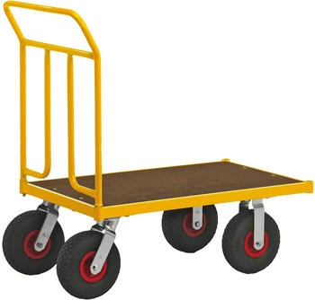 Kongamek Kongamek Plattformwagen pulverbeschichtet mit Ladefläche 1200x604mm aus MDF Schiebebügel und Luftbereifung ohne Bremse (KM144650)