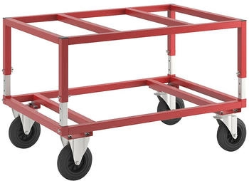 Kongamek Kongamek Palettenwagen in rot höhenverstellbar 655mm hoch ohne Bremse für Euro-Paletten 1200x800mm (KM222)