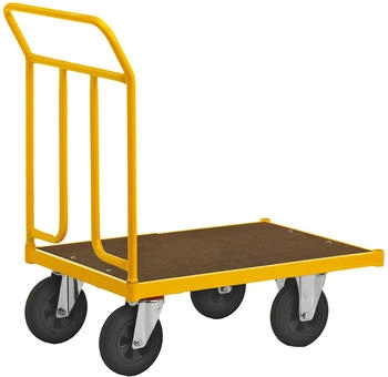 Kongamek Kongamek Plattformwagen pulverbeschichtet mit Ladefläche 700x454mm aus MDF Schiebebügel und Gummibereifung mit Bremse (KM144400B)