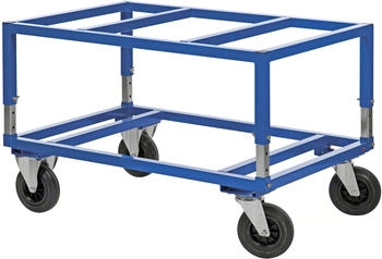 Kongamek Kongamek Palettenwagen in blau höhenverstellbar 655mm hoch mit Bremse für Paletten 1200x1000mm (KM222-FIN-BB)