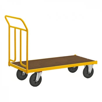Kongamek Kongamek Plattformwagen pulverbeschichtet mit Ladefläche 1200x604mm aus MDF Schiebebügel und Gummibereifung ohne Bremse (KM144600)