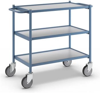 EUROKRAFT pro Tischwagen Tragfähigkeit 150 kg mit Schiebegriff 3 Etagen 4 Lenkrollen (614490)