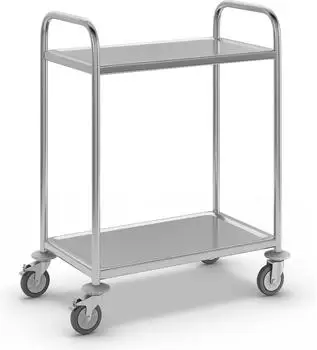 EUROKRAFT basic Edelstahl-Servierwagen 2 Etagen LxBxH 705 x 405 x 940 mm (474891)