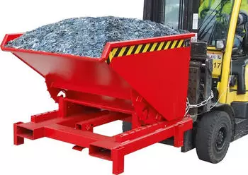 EUROKRAFT Schwerlast-Kippbehälter L1310xB1105xH970mm feuerrot Inh.0,6 m³ autom.Entr.BAUER (4498-21-0000-2)