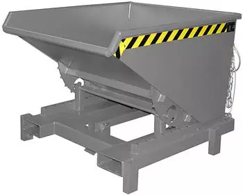 EUROKRAFT Schwerlast-Kippbehälter L1310xB1105xH970mm mausgrau Inh.0,6 m³ autom.Entr.BAUER (4498-21-0000-5)